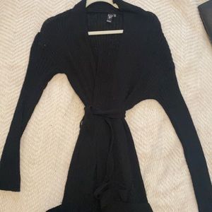 Black Ribbed Cardigan